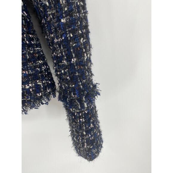 Banana Republic WOMEN 6 Tweed Collarless, Poly/Wool Blend, Navy blue jacket - Picture 4 of 6